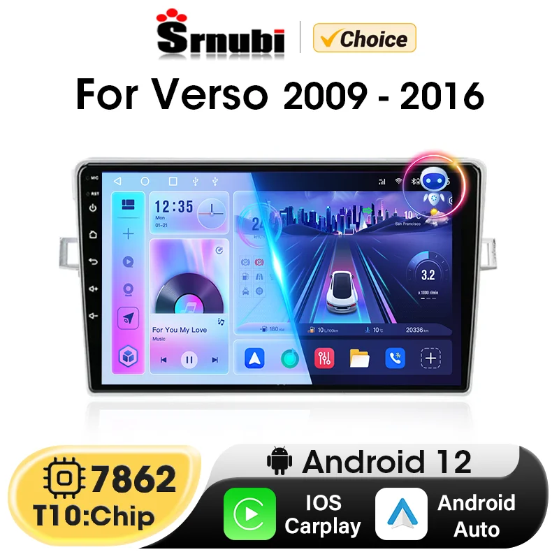 Srnubi ڵ  Ƽ̵ ÷̾, ȵ̵ 12 ī÷ ׷, Ÿ  R20 2009-2018, 2Din GPS 4G IPS RDS DSP DVD